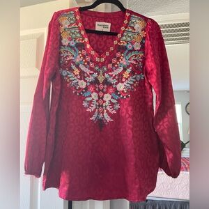 Savanna Jane Vivid Red Embroidered Blouse